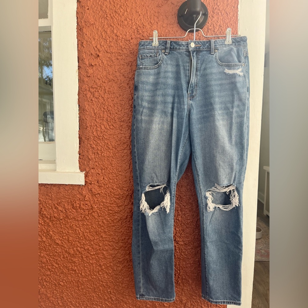 American Eagle Jeans Womens Blue Size 10 Mid Rise Ladies Mom Pants Denim
